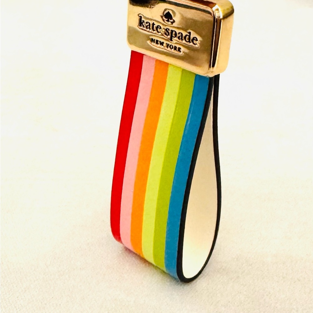 Kate Spade Rainbow Reegan Leather Keychain or Bag Charm Strap - Authentic - Picture 2 of 10